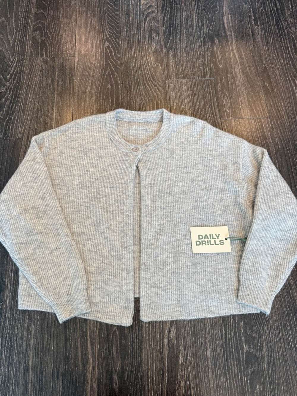 Daily Drills Light Heather Gray One Button Cardigan NWT
